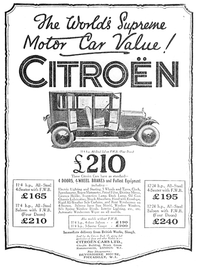 Slough-built Citron advertisement